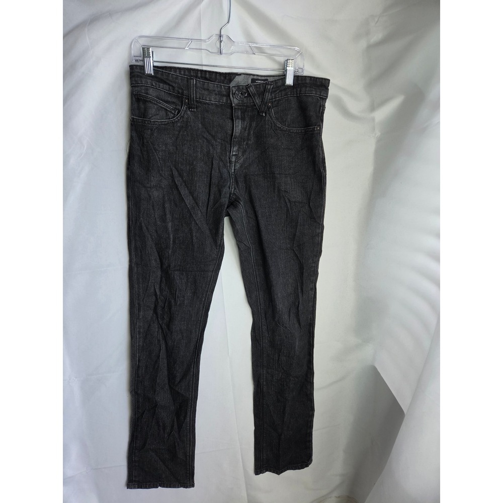 Volcom Vorta Jeans Mens  Black Dark Wash Slim Straight Mid Rise EUC
